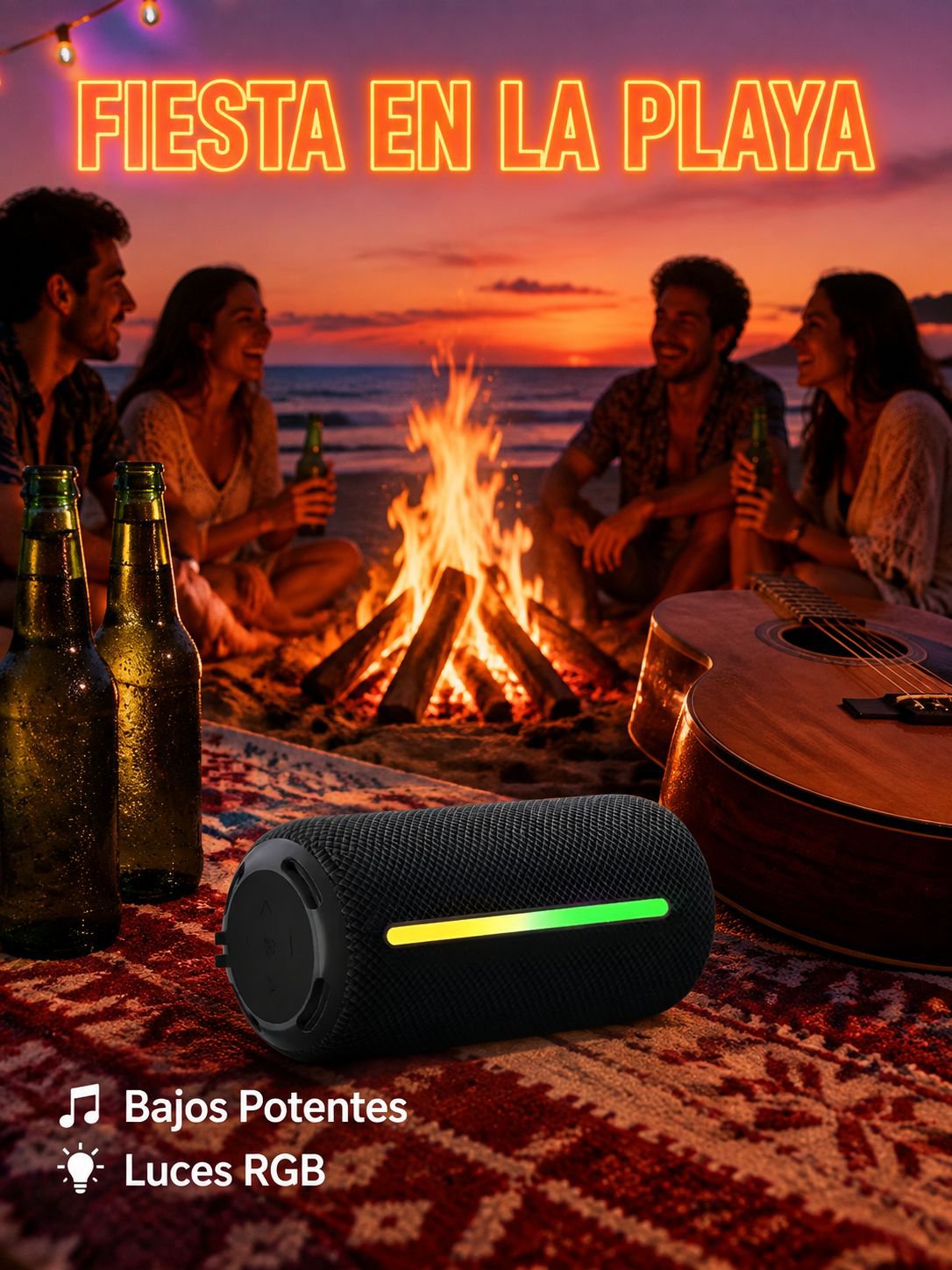 Nuevo altavoz Bluetooth 2025 con alta potencia, portátil, resistente al agua para exteriores y sonid