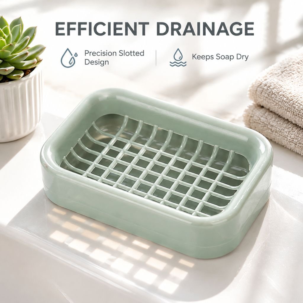 Double layer soap holder with drainage system for dry and clean soap storage
