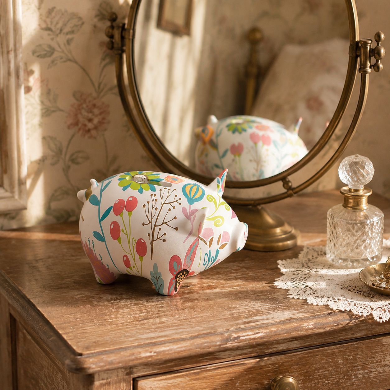 Hand holding creative ceramic savings bank