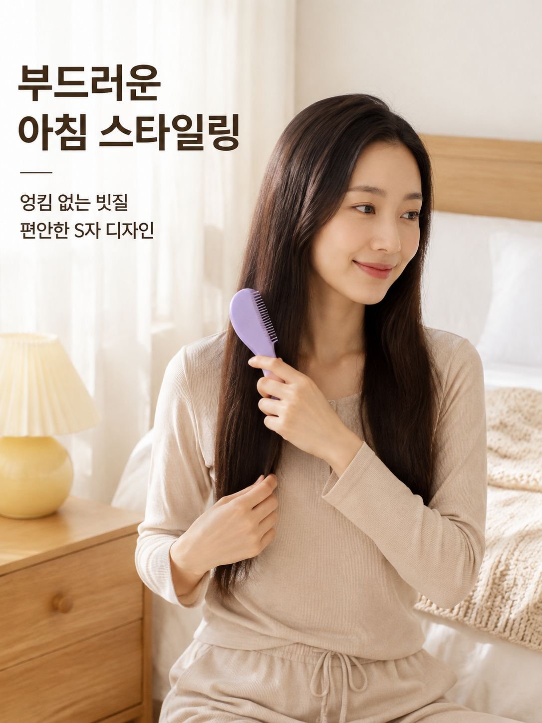 밀짚으로 만든 친환경 마사지 빗 세트