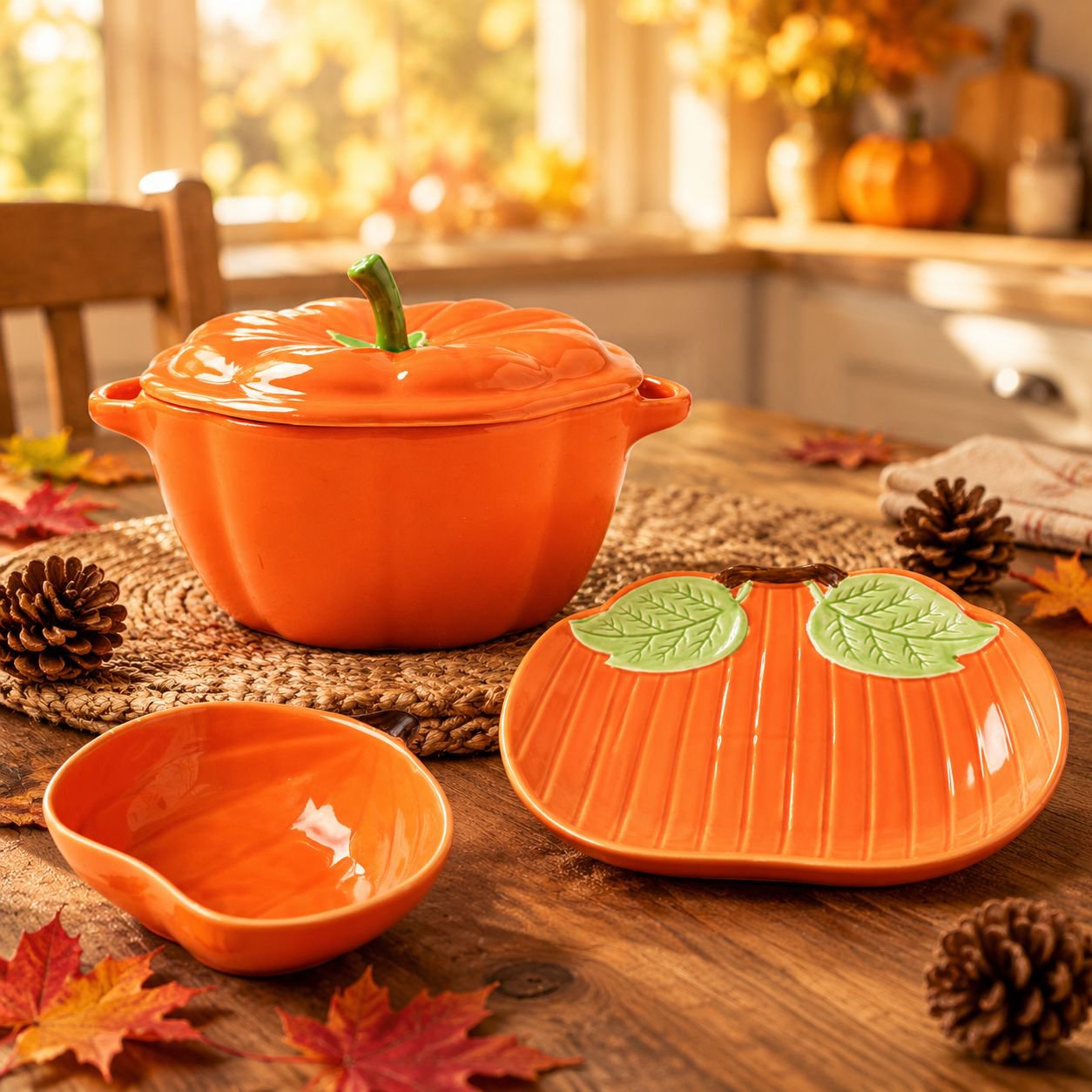 Cute pumpkin-shaped steamed egg bowl, household ceramic double-handled soup bowl, rice bowl, food bo
