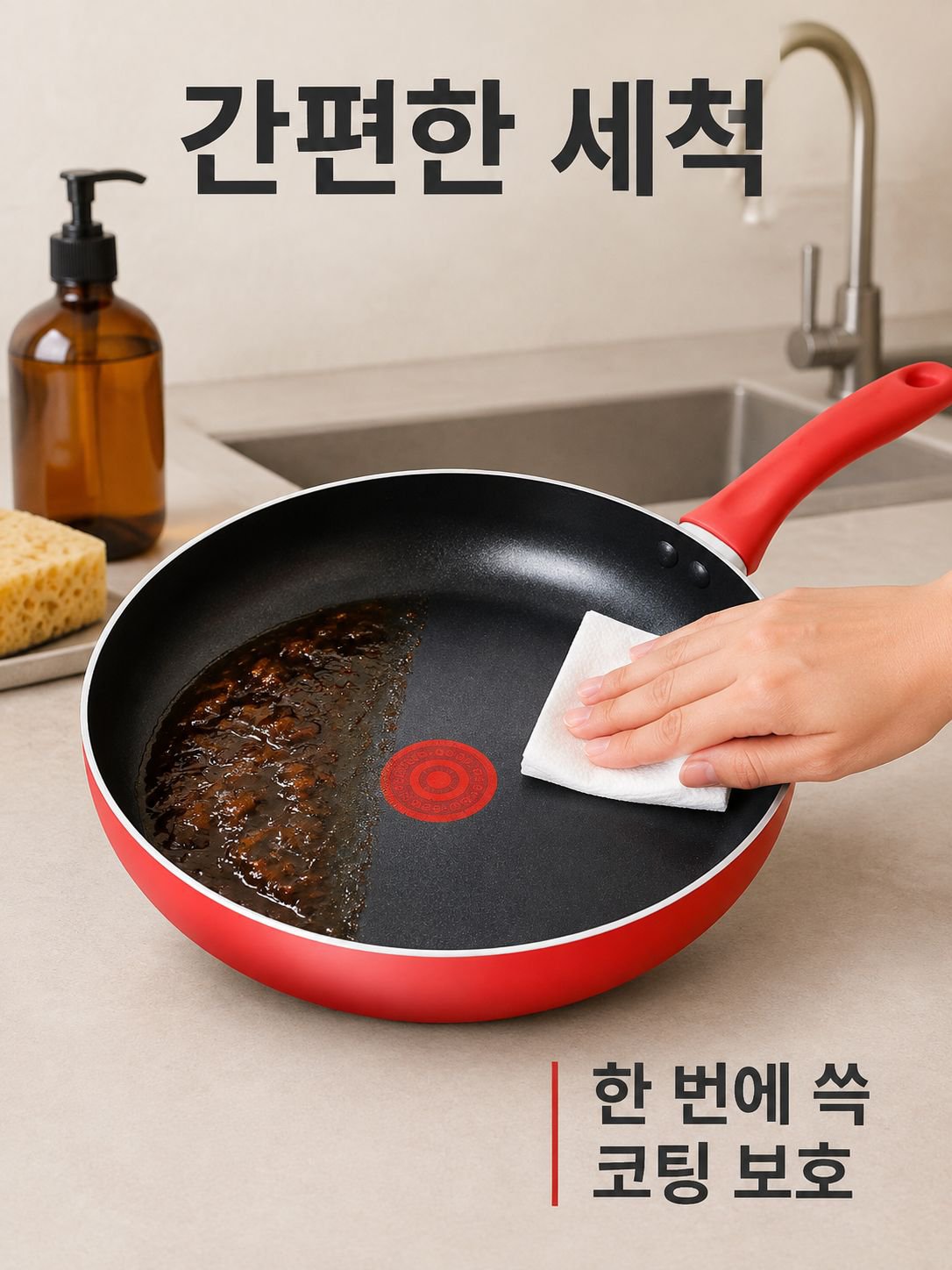레드 논스틱 프라이팬 다양한 사이즈