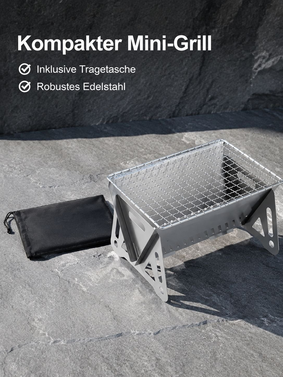 Outdoor Faltbarer Mini-Grill Tragbarer Edelstahl-Kartenofen