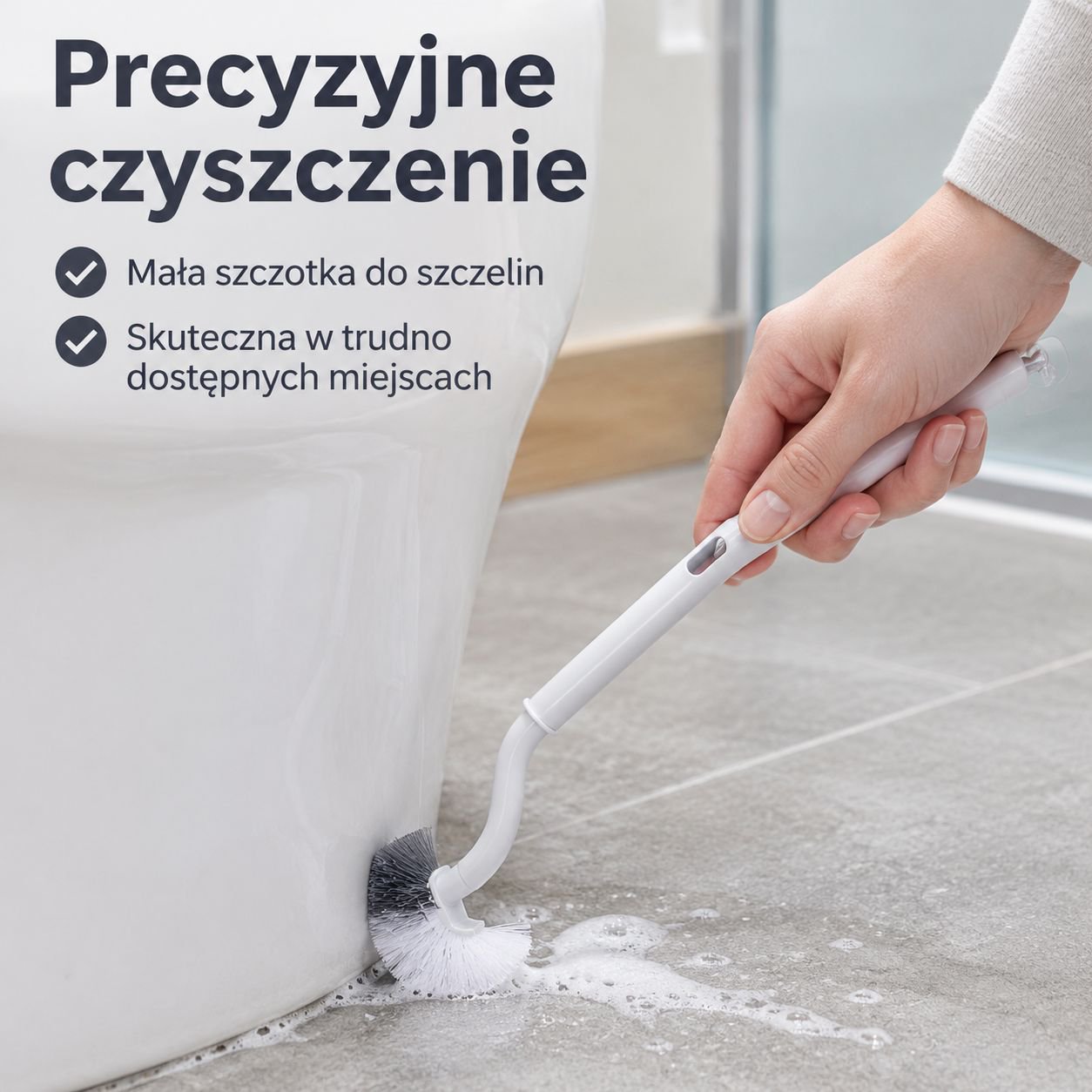 Zestaw szczotki toaletowej z pojemnikiem i sztywnym włosiem (kolor: ciemnoszary metalik, montaż ście