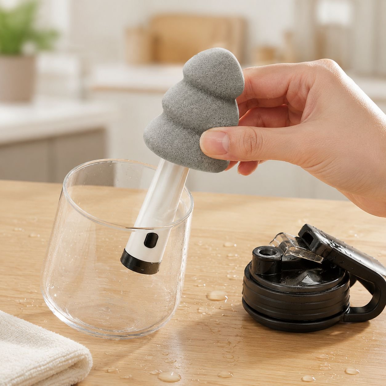 Antibacterial Cup Brush Artifact, Long Handle, Three-in-One Dead Corner Cleaner