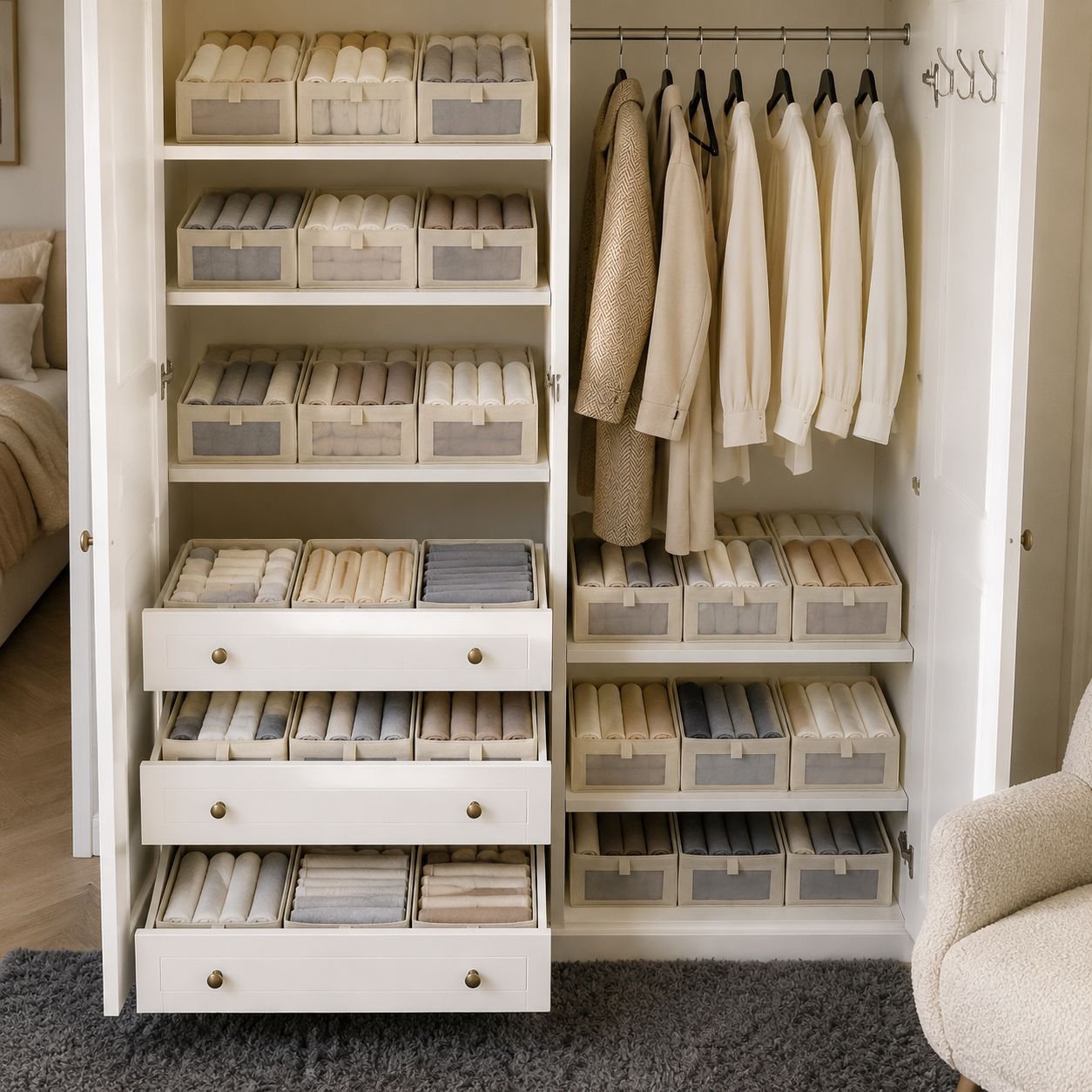 Cotton storage box for socks, underwear, and accessories