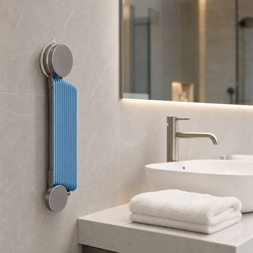 Balcony Retractable Drying Rack, No-Drill Suction Cup Installation
