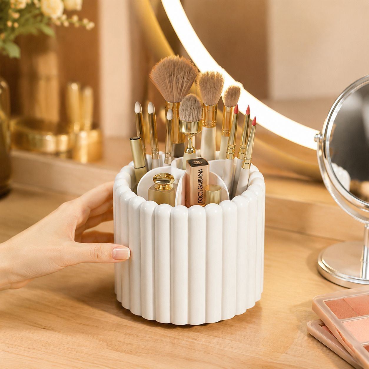 Convex Dot Dustproof Lid Makeup Brush Storage Pen Holder
