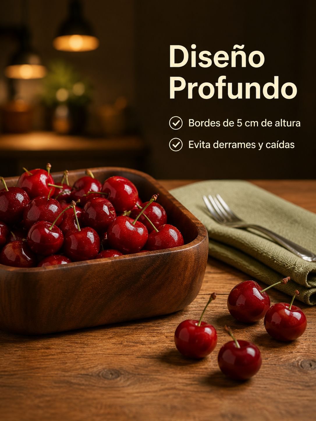 Bandeja de madera para frutas de uso doméstico