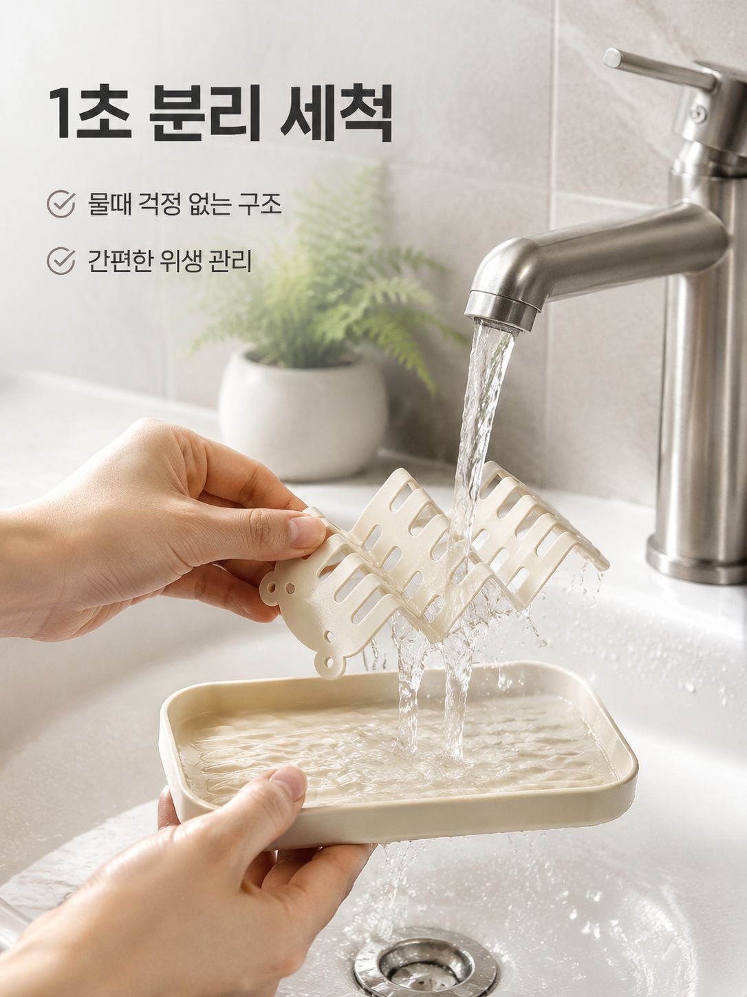 비누 받침대가 있는 욕실 수납 트레이