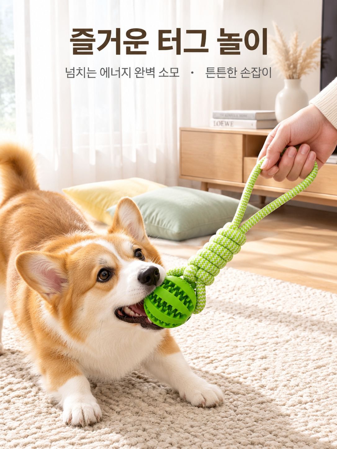 애완동물 장난감 수박형 밧줄 개 씹기
