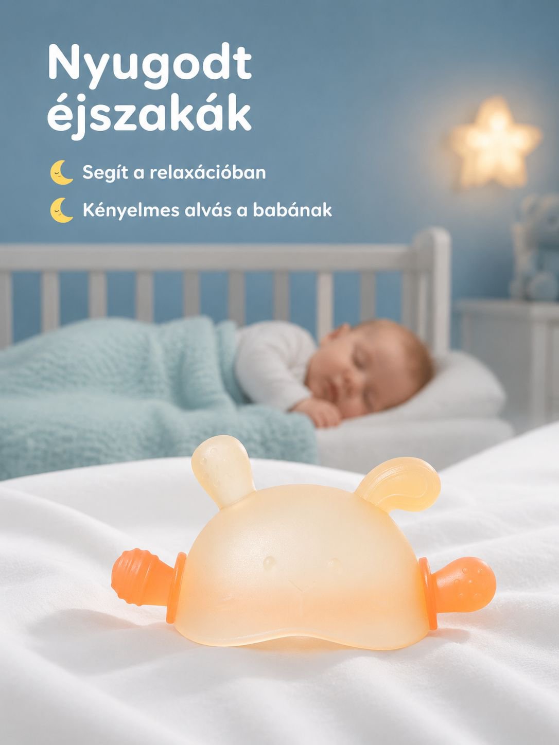 Bababarát, puha szilikon rágóka nyuszi mintával
