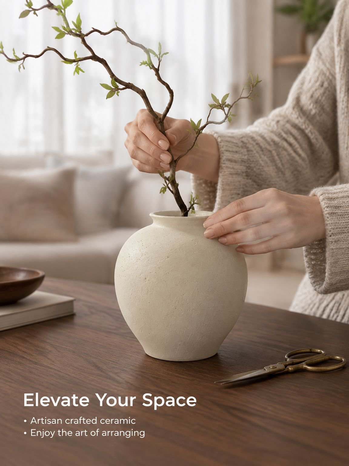 Decorative ceramic jar with rustic farmhouse design