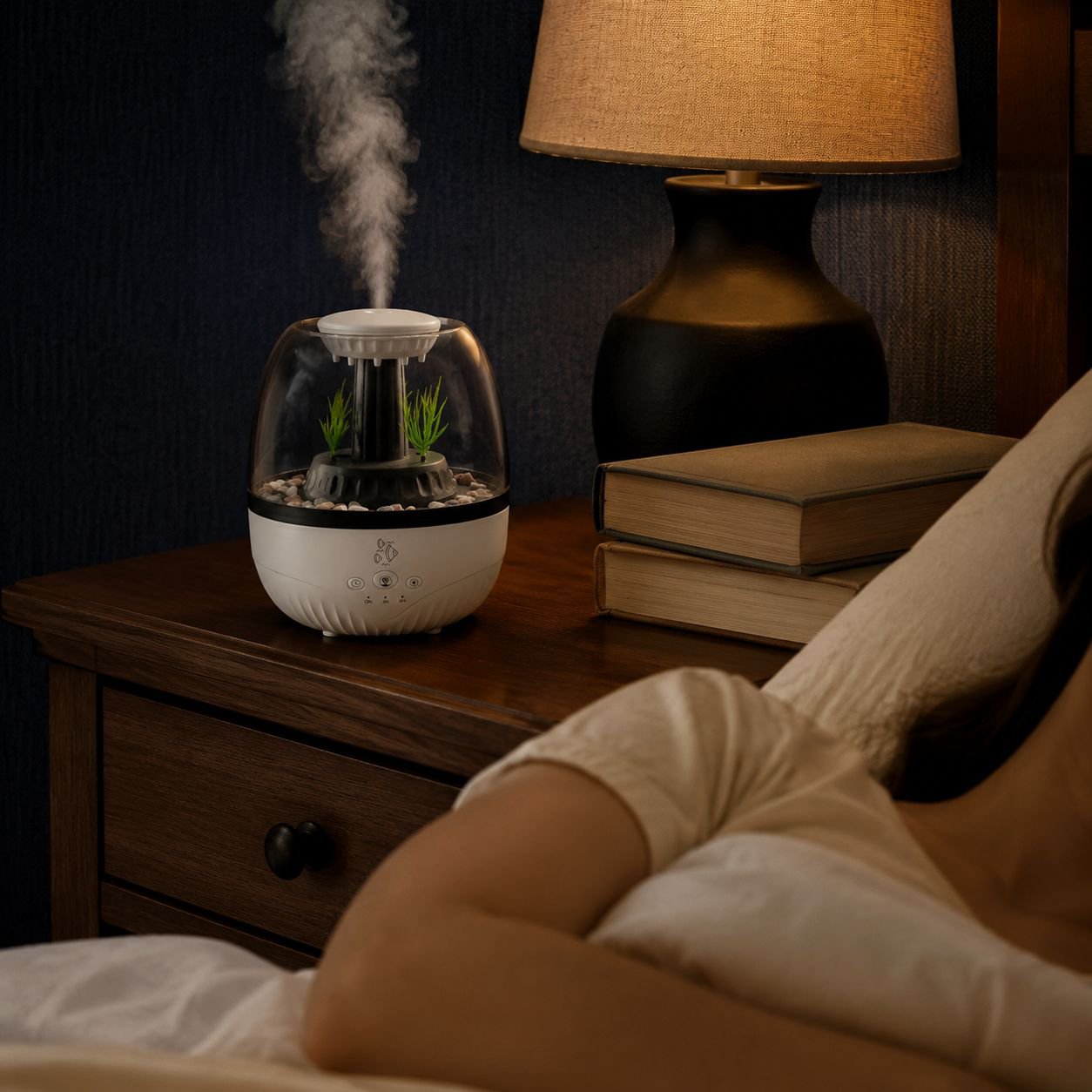 Home Silent Fish Tank Aroma Diffuser, Seven-Color Ambient Light Timed Humidifier