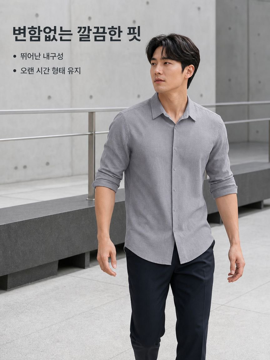남성용 면마 캐주얼 셔츠