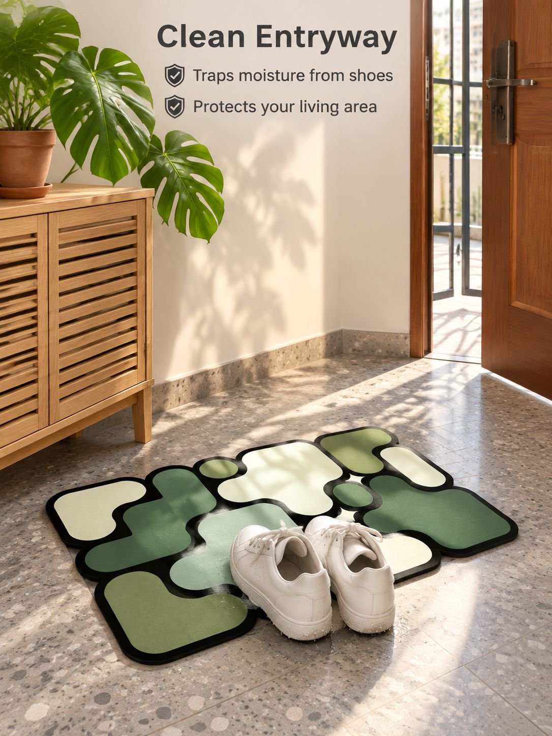 Water absorbing anti slip quick drying bathroom floor mat