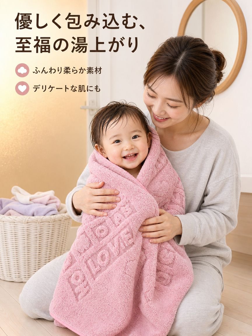 かわいい柄のバスタオル
