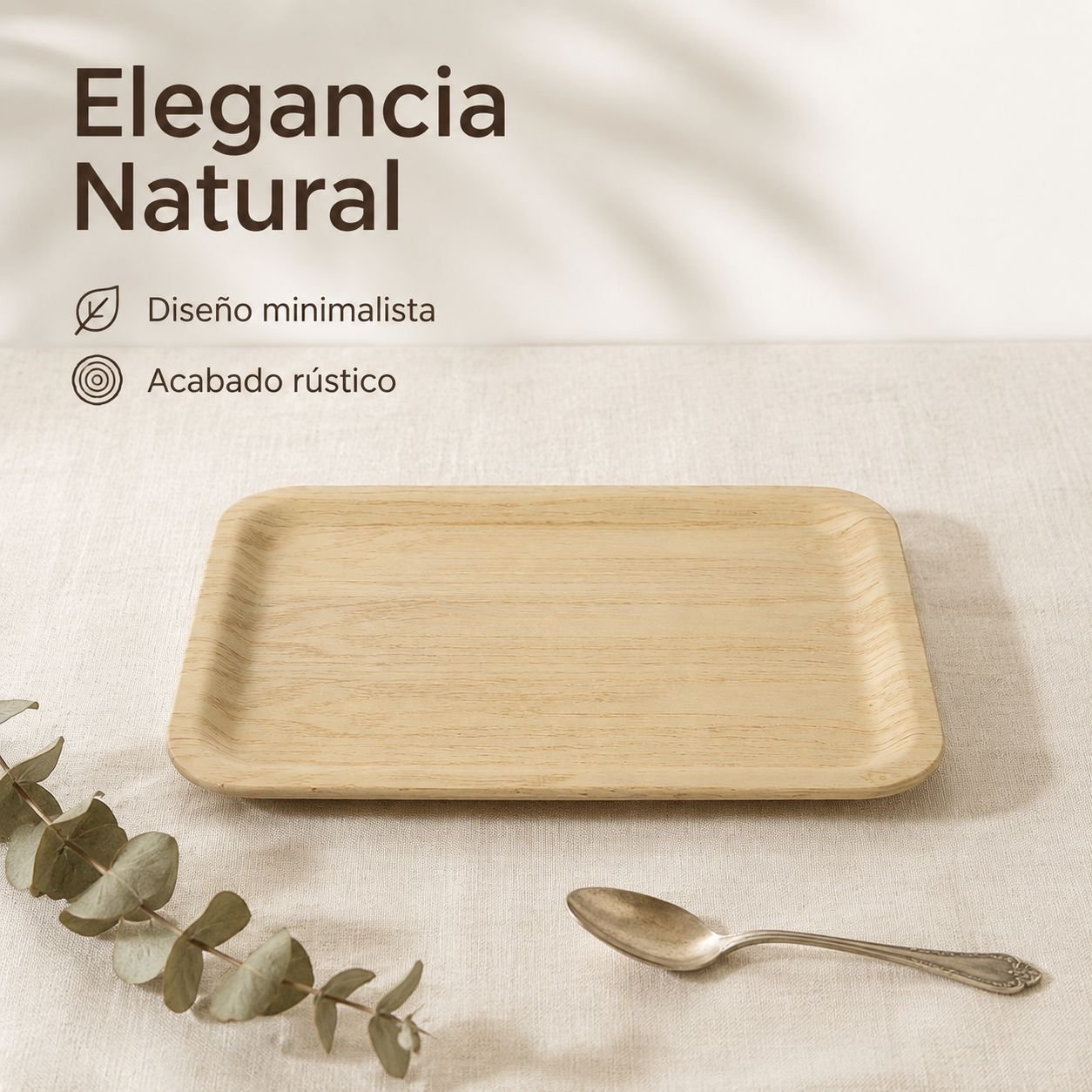 Bandeja rectangular de madera para panadería
