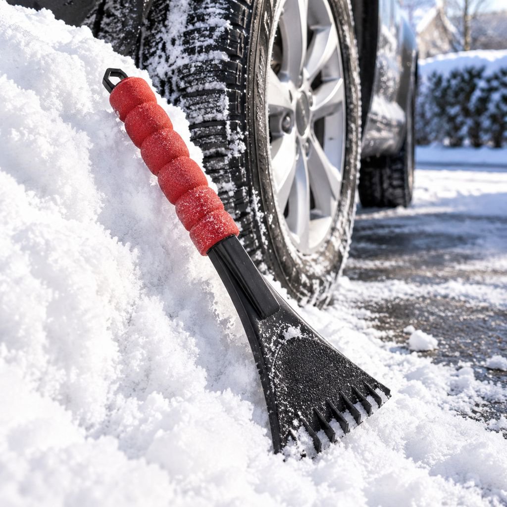 High-quality snow and ice shovel in action during heavy snow