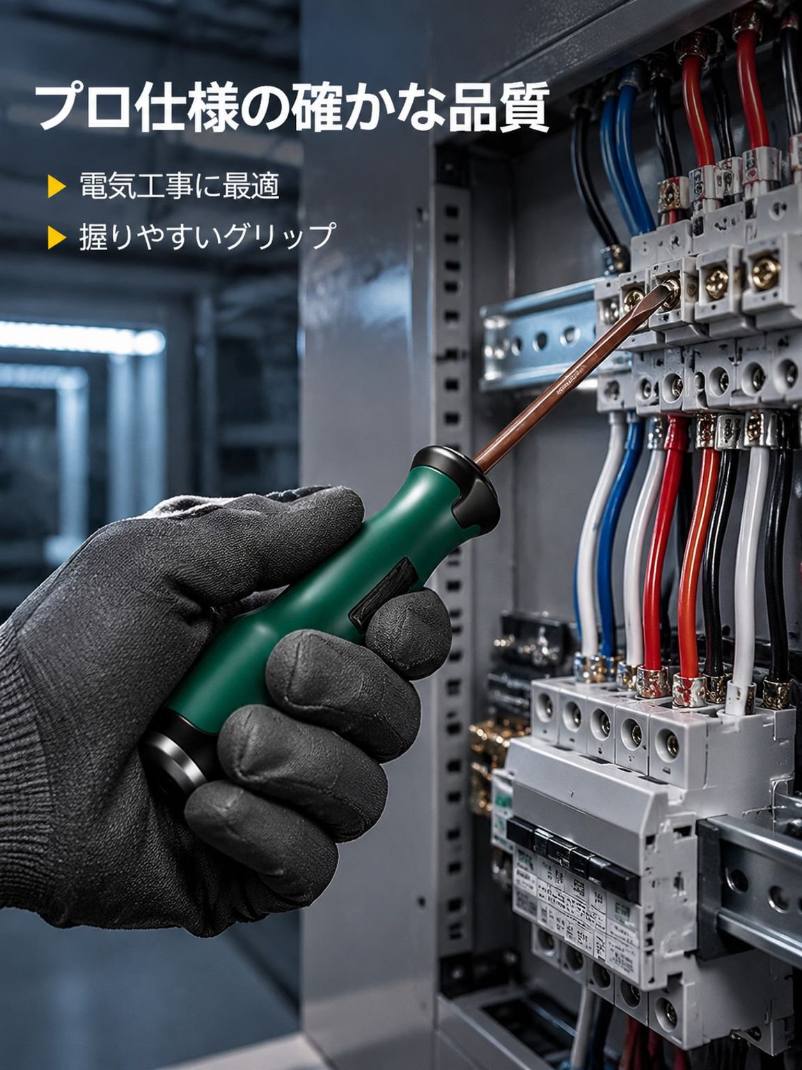 S2合金鋼ハンマー貫通型電気工事士用ドライバーセット、強力磁気、マイナス・プラス両用