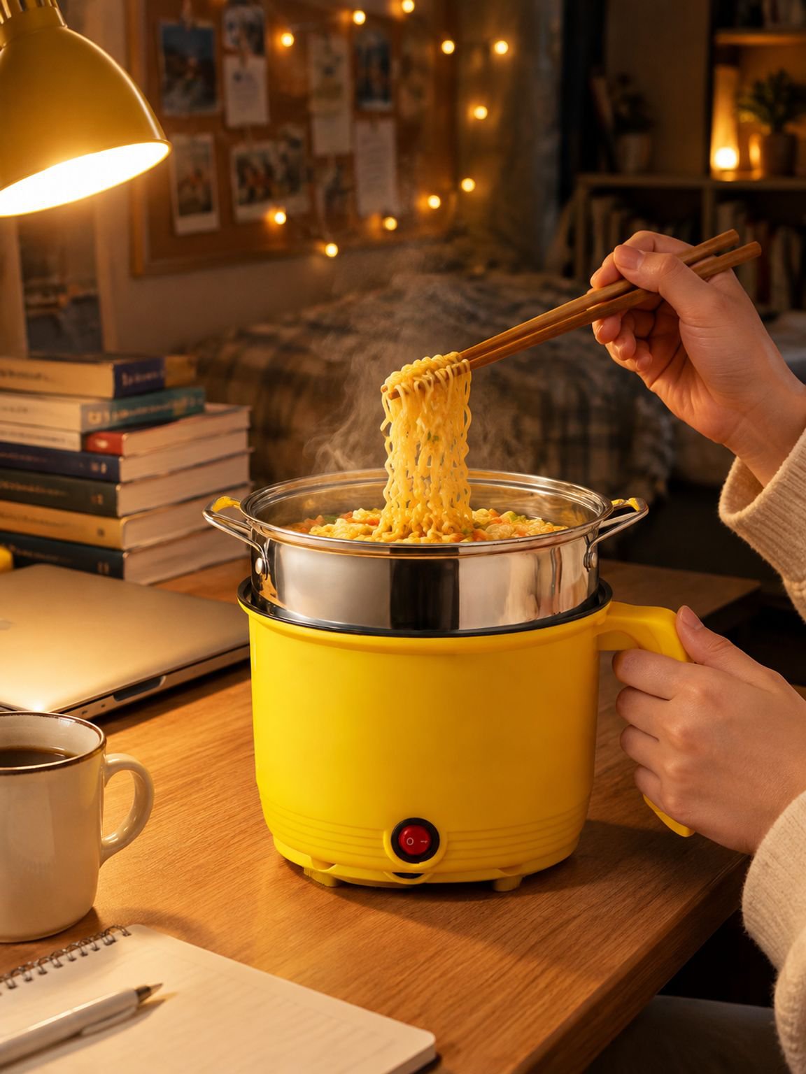 Olla eléctrica Little Yellow Duck multifuncional de 1.8L para estudiantes