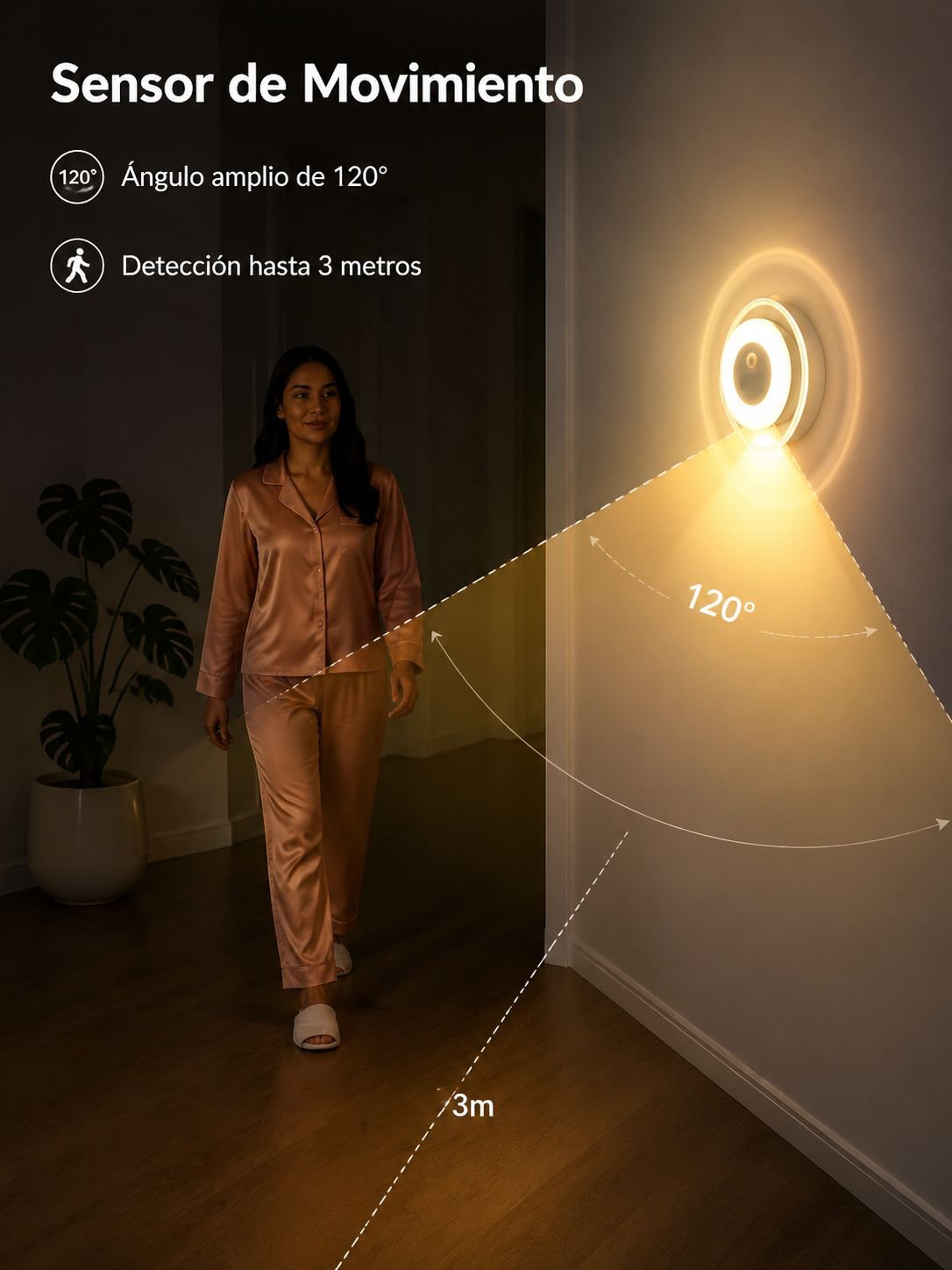 Reloj de luz nocturna con control remoto inteligente con sensor de cuerpo humano