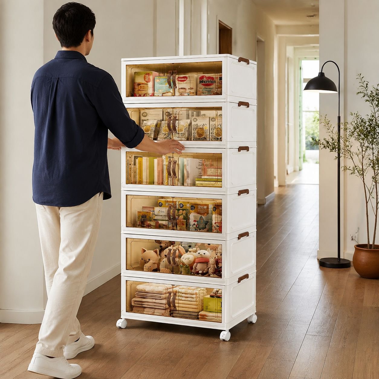 Multi-Layer Foldable Storage Cabinet for Home Bedroom Clothes Organizer