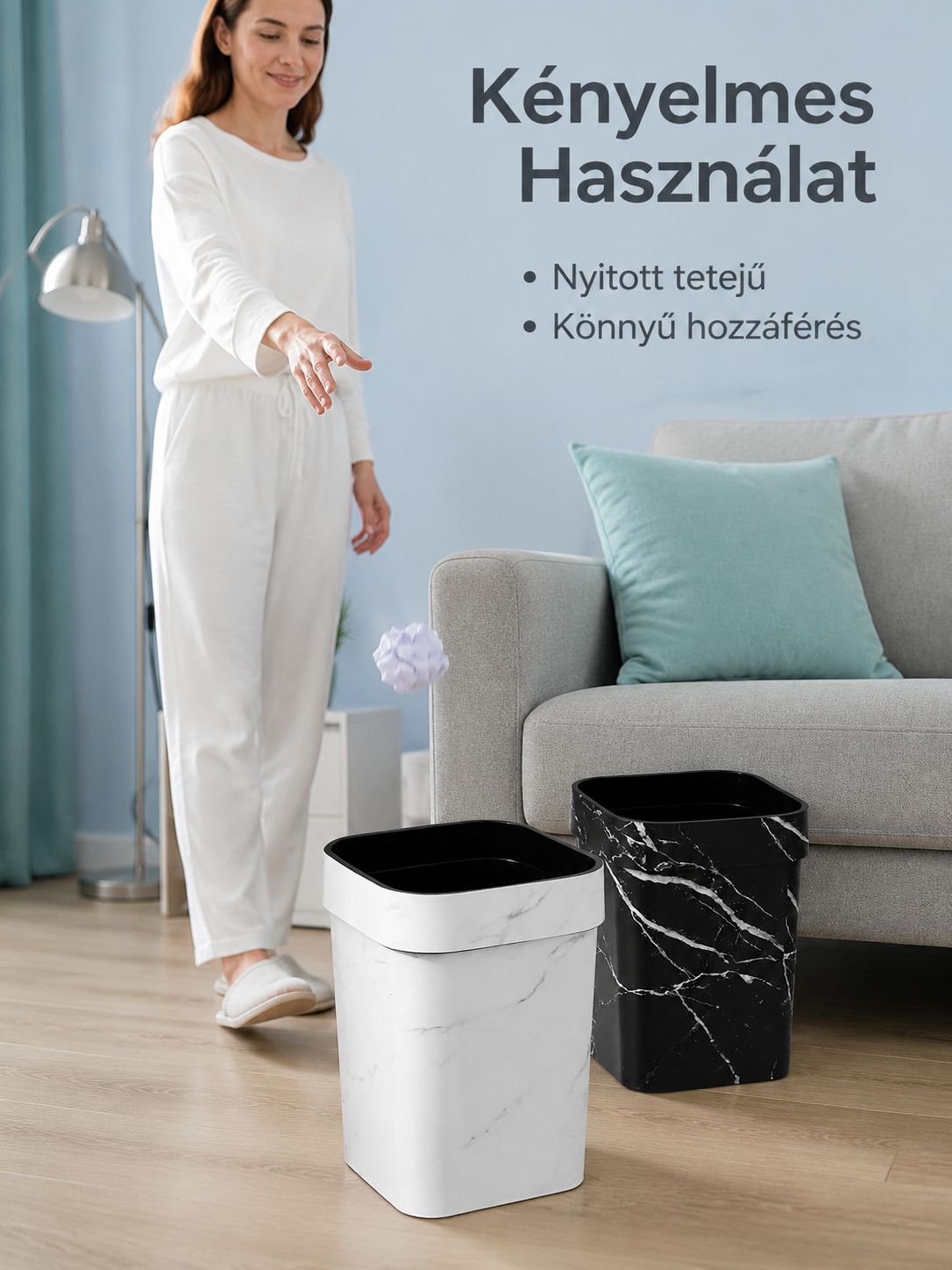 Márvány mintás, elegáns szemetes, nappaliba, hálószobába, fürdőszobába