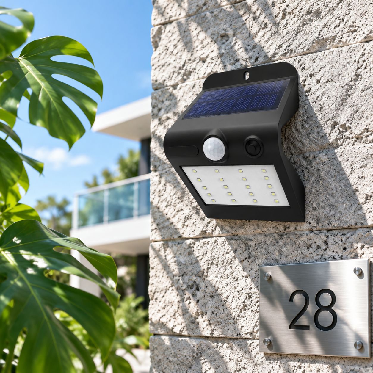 Solar Wall Light Waterproof Outdoor Human Sensor