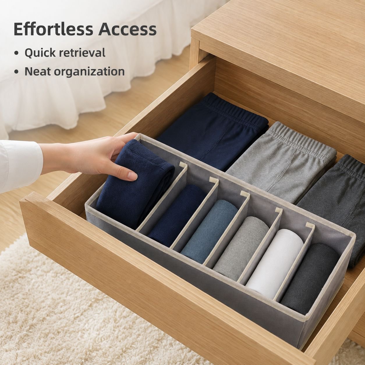 Fabric storage box for dividing underwear