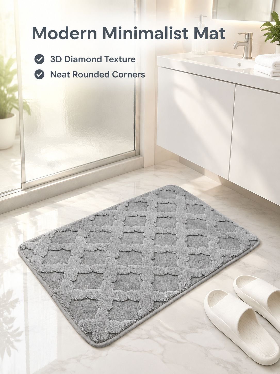 Imitation cashmere floor mat with water absorption and anti slip properties
