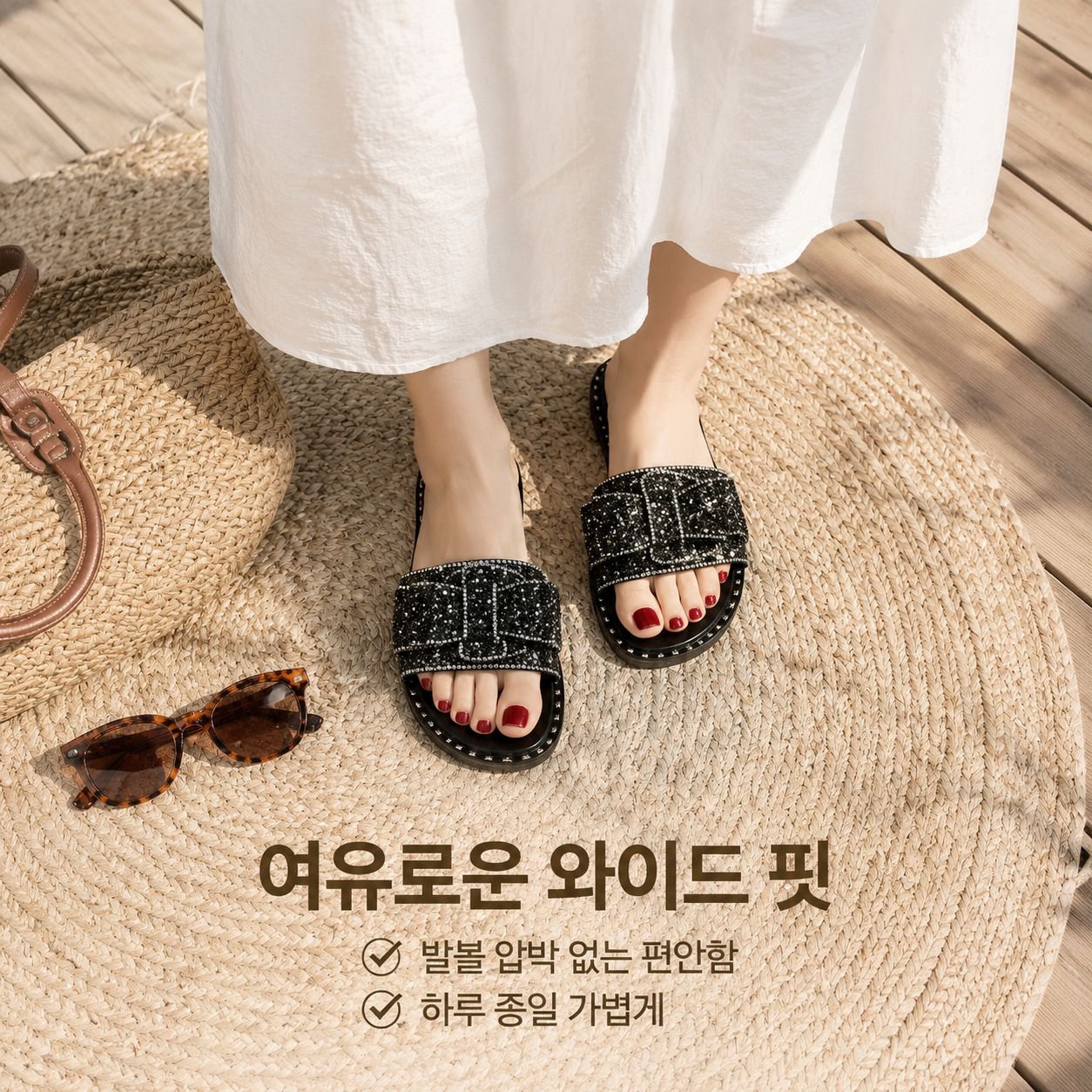 플러스 사이즈 여성용 여름 다이아몬드 슬리퍼