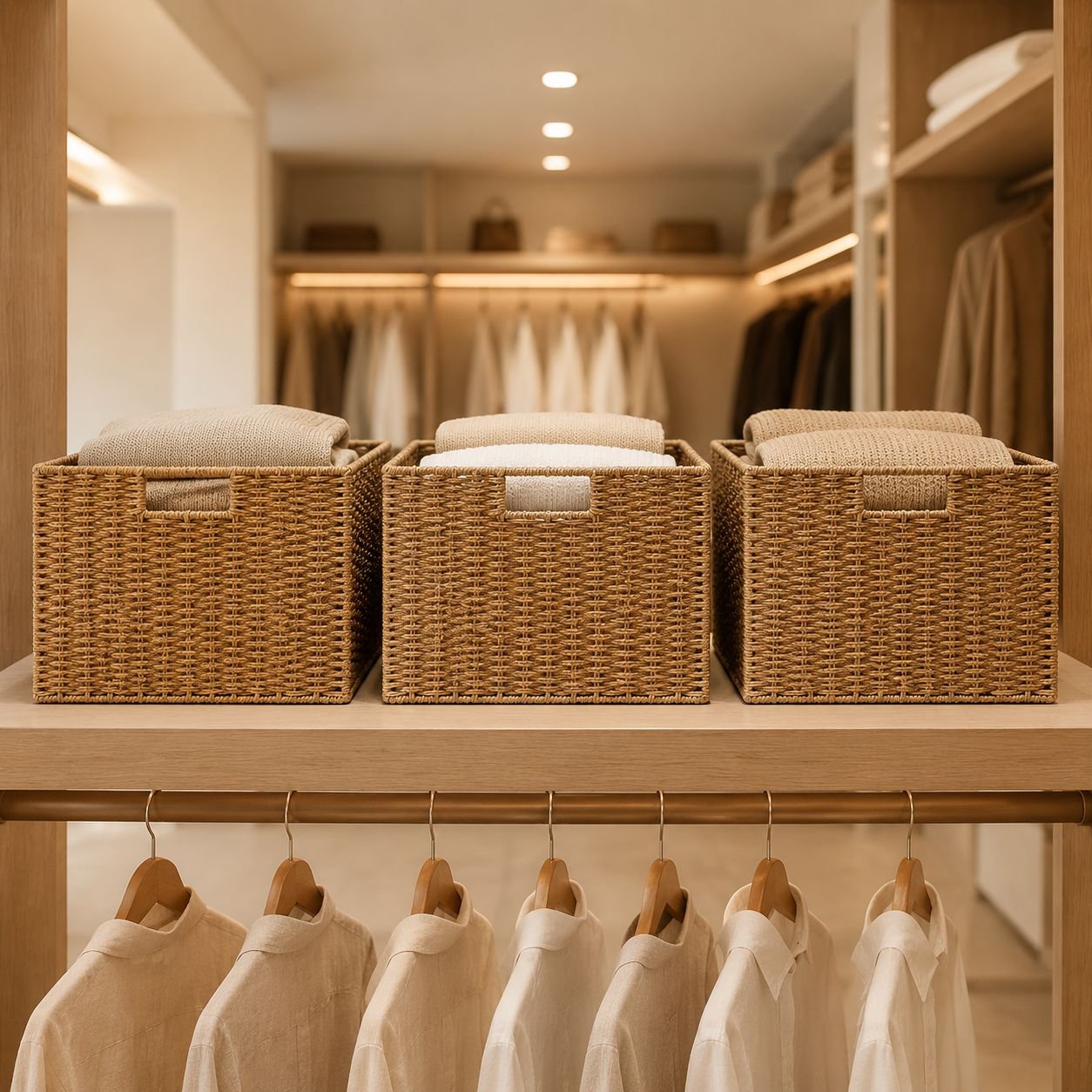 Iron Frame Storage Basket with Handle, Round and Rectangular Paper Rope Braided Basket