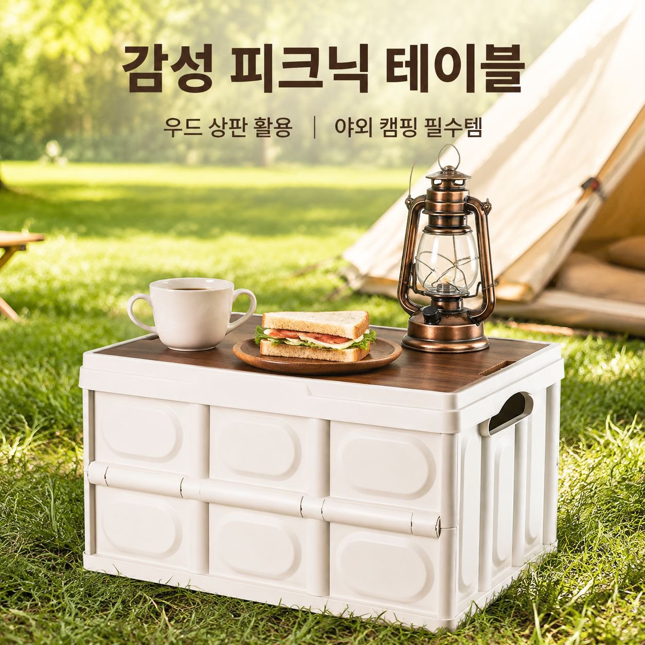 손잡이 나무뚜껑 접이식 박스