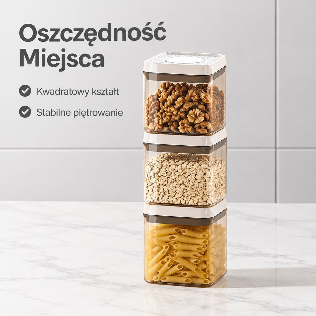Pojemnik na zboża z uszczelką i przyciskiem