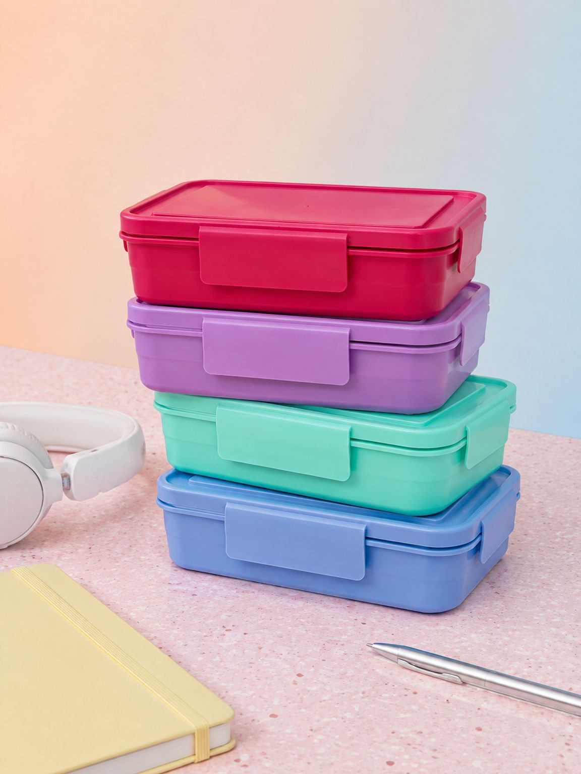 Praktische magnetronbestendige maaltijdbox met bestek