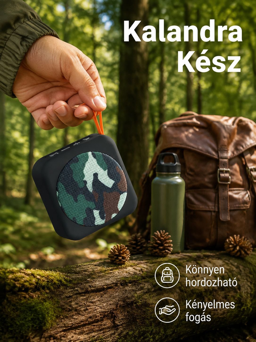 Hordozható négyzet alakú Bluetooth hangszóró, kültéri kézi vízálló mélynyomó