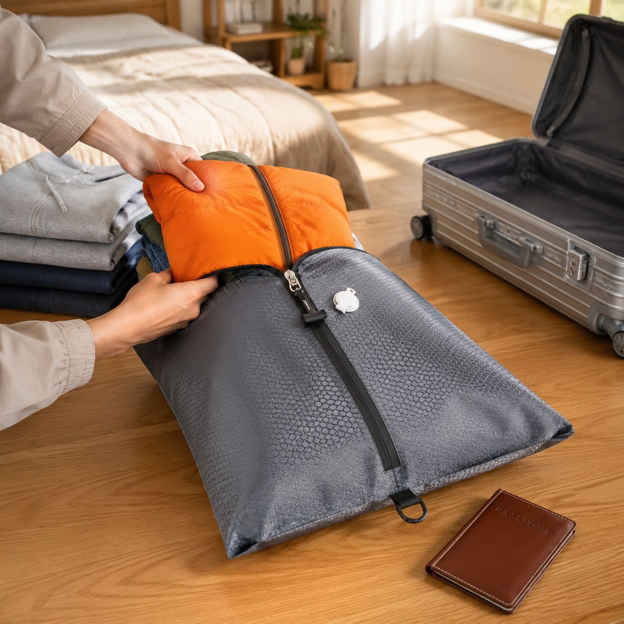 Easy-to-carry portable compression bag for trips