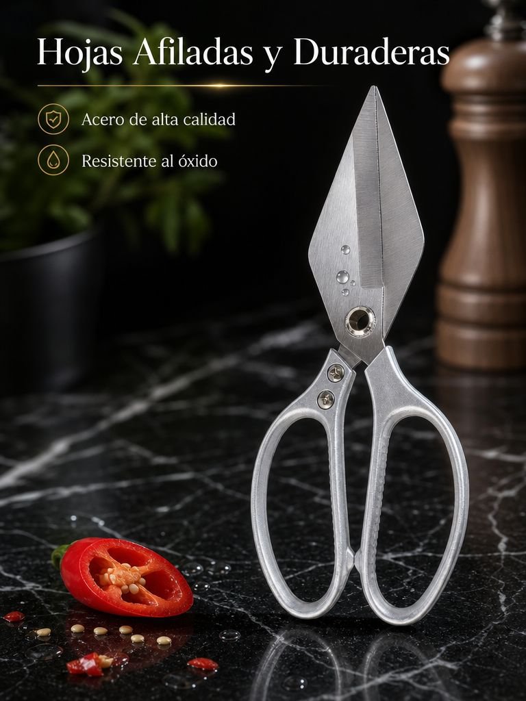 Tijeras de cocina de cabeza grande reforzadas, multifuncionales, para cortar huesos de pollo