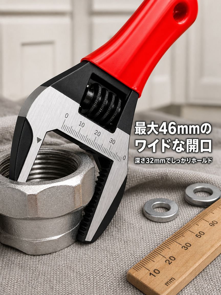 全鋼製超大型開口ショートハンドルモンキーレンチ