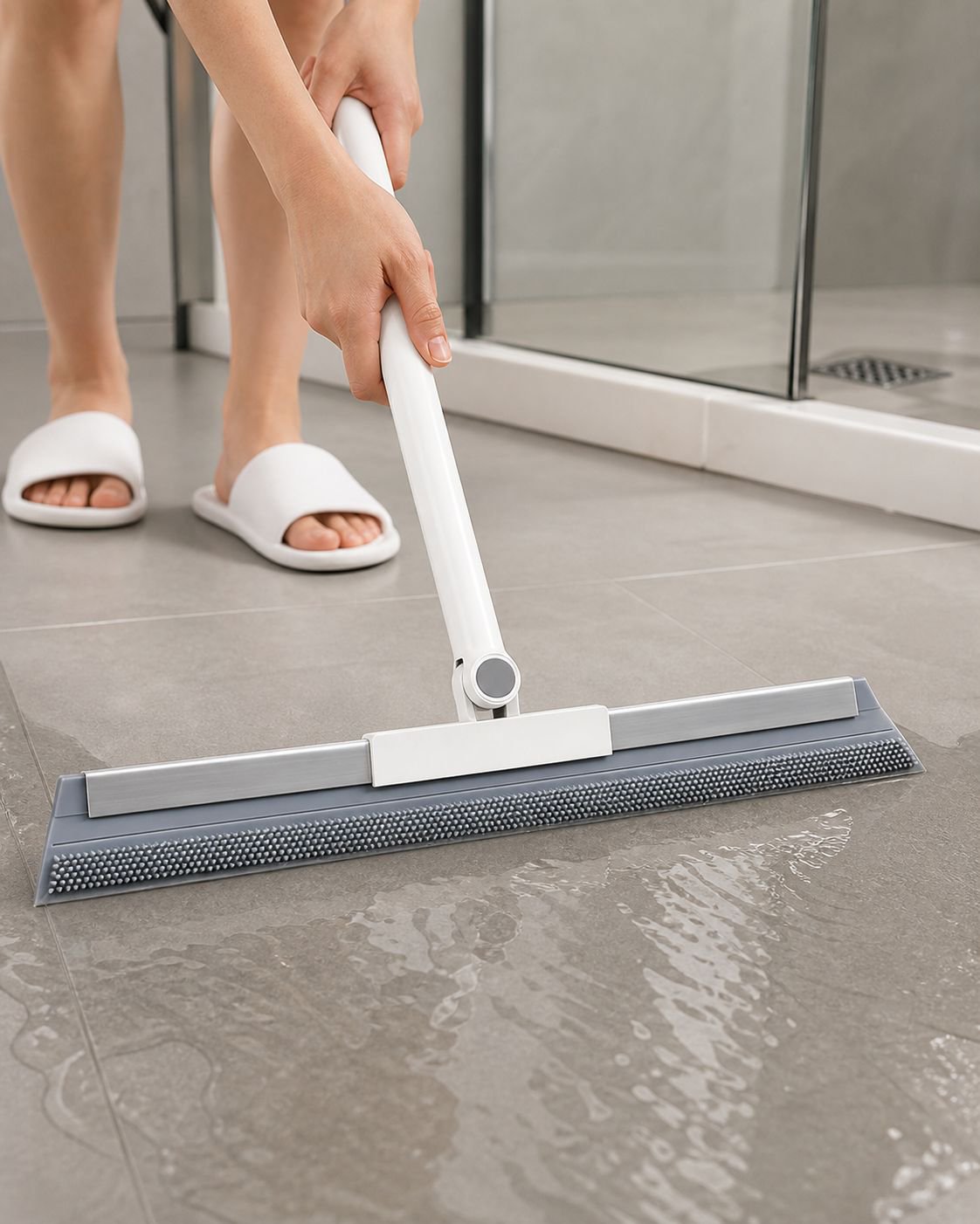 Escoba mágica especial para baño, 2 en 1 para secar y fregar