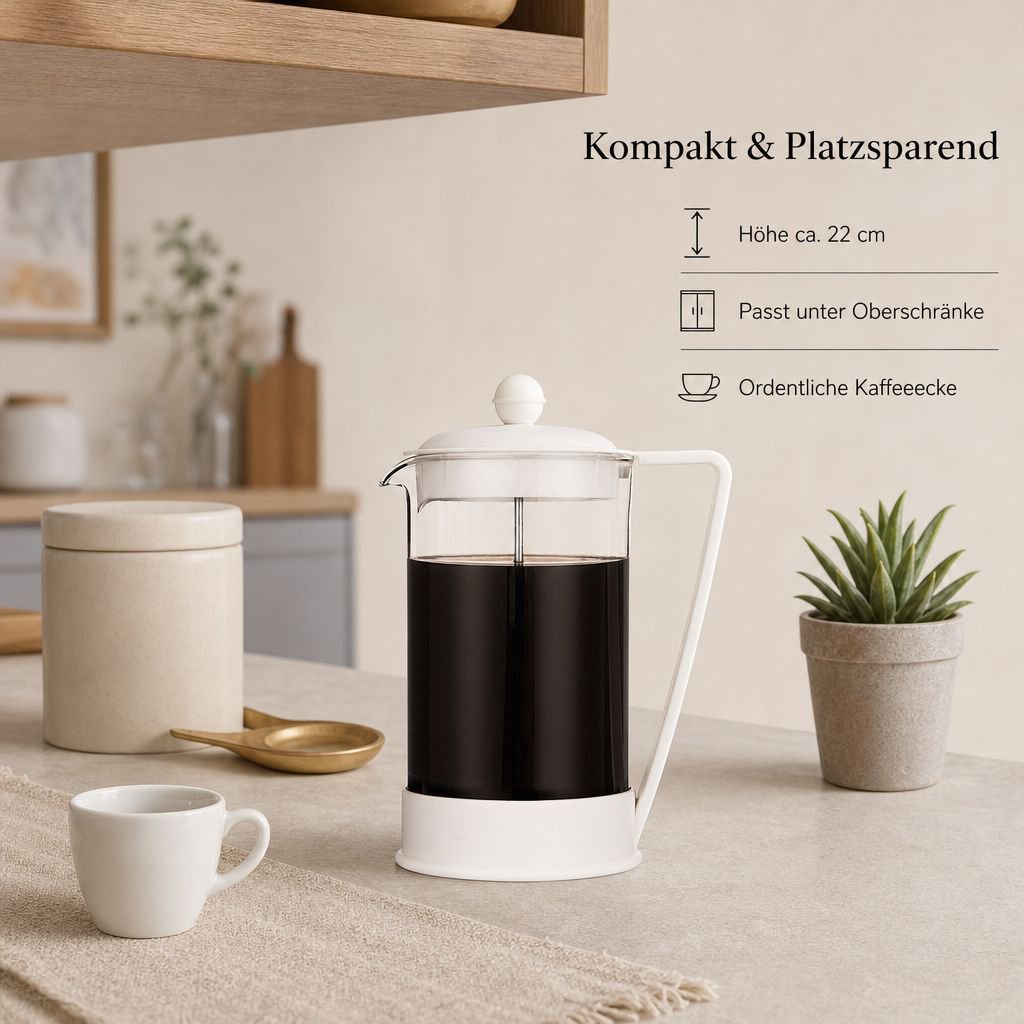 French Press Kaffeebereiter Glas Stempelkanne mit Edelstahl-Filter