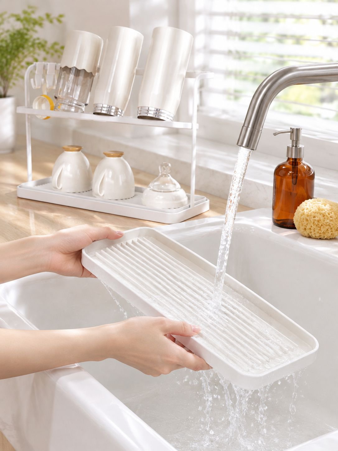 Mug and glass drying stand for a tidy kitchen counter
