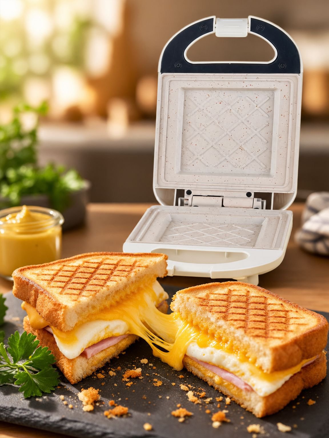 Elektrischer Sandwichmaker zum Toasten von Brot und Sandwiches
