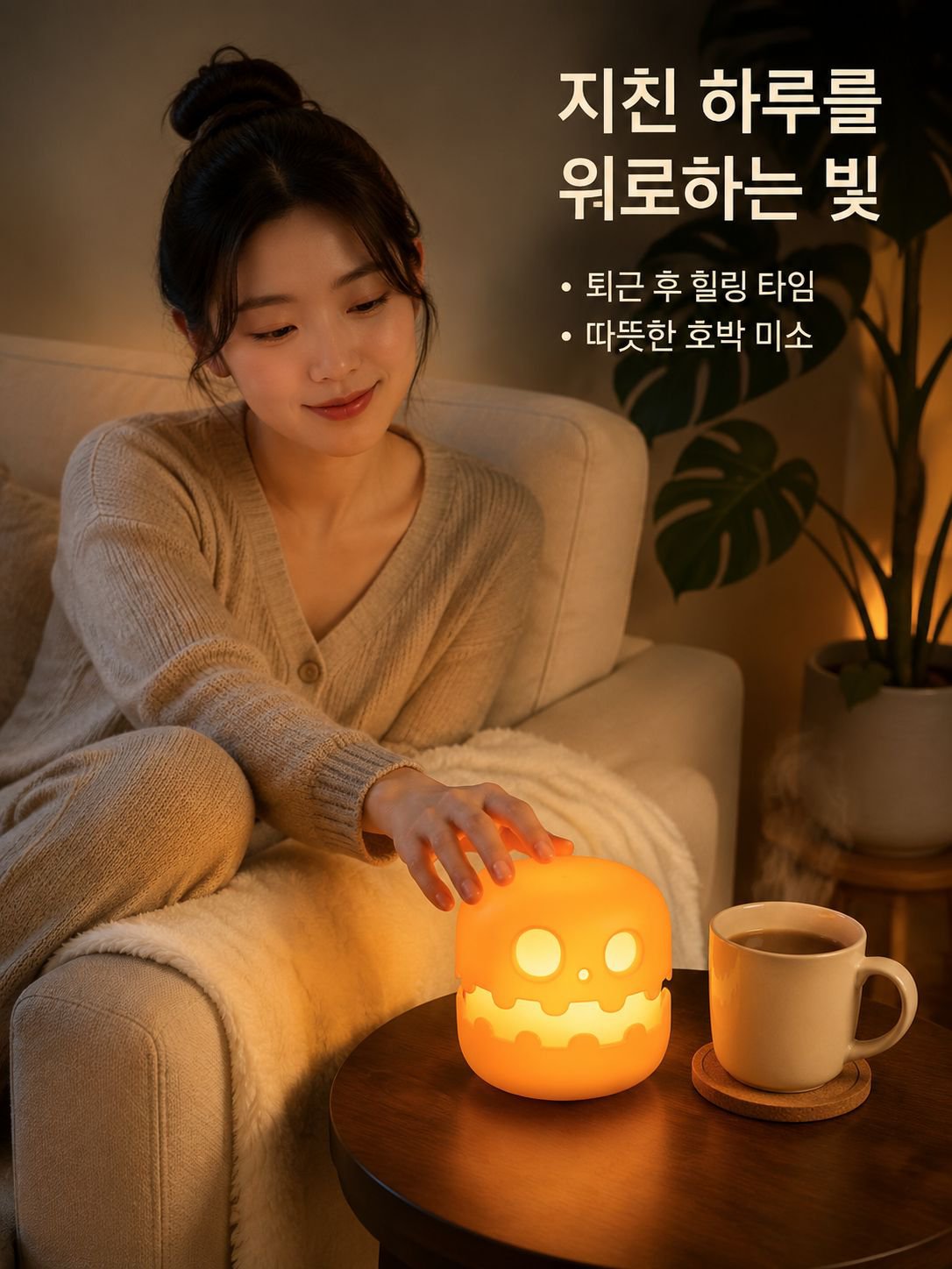 호박 머리 모양 야간 조명
