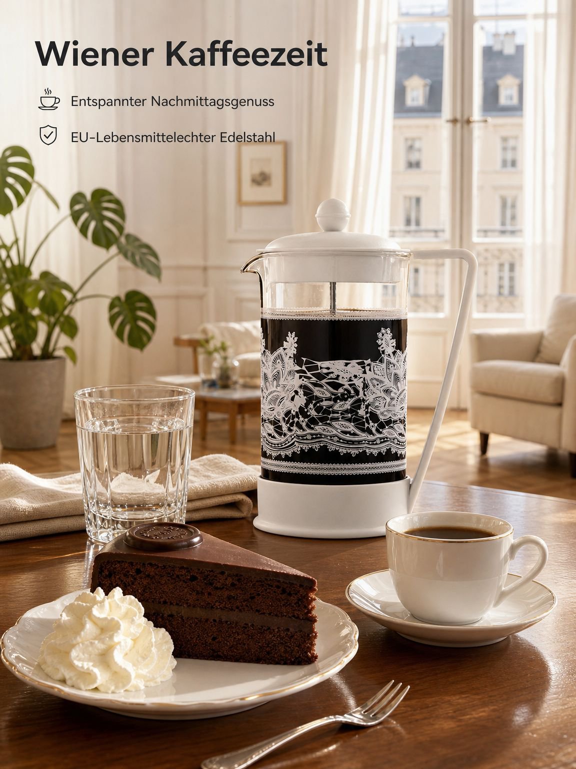 Manuelle Kaffeepresse aus Glas für aromatischen Kaffee