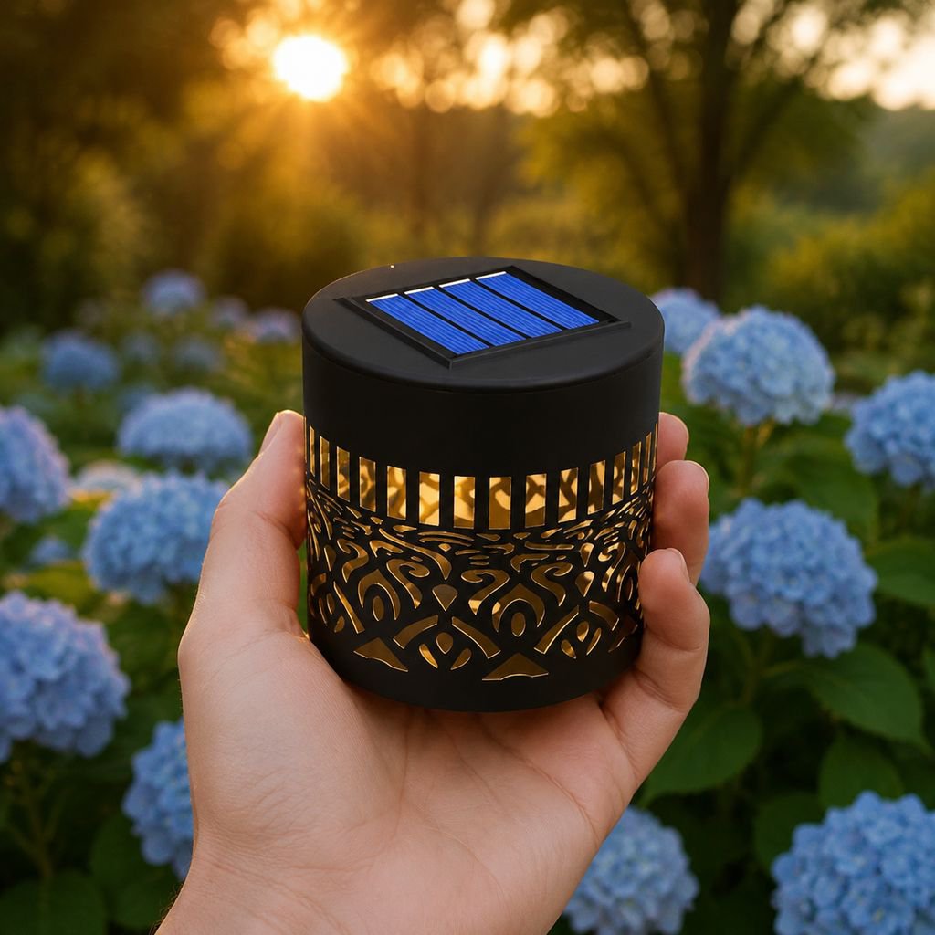 Solar-powered courtyard lamp with automatic sensor