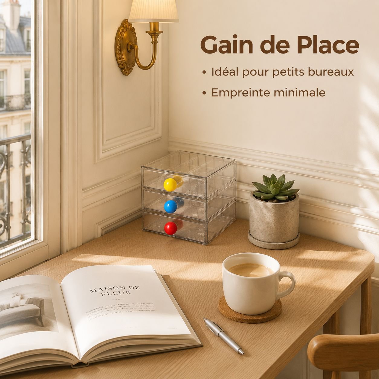 Boîte de rangement de bureau empilable à plusieurs tiroirs