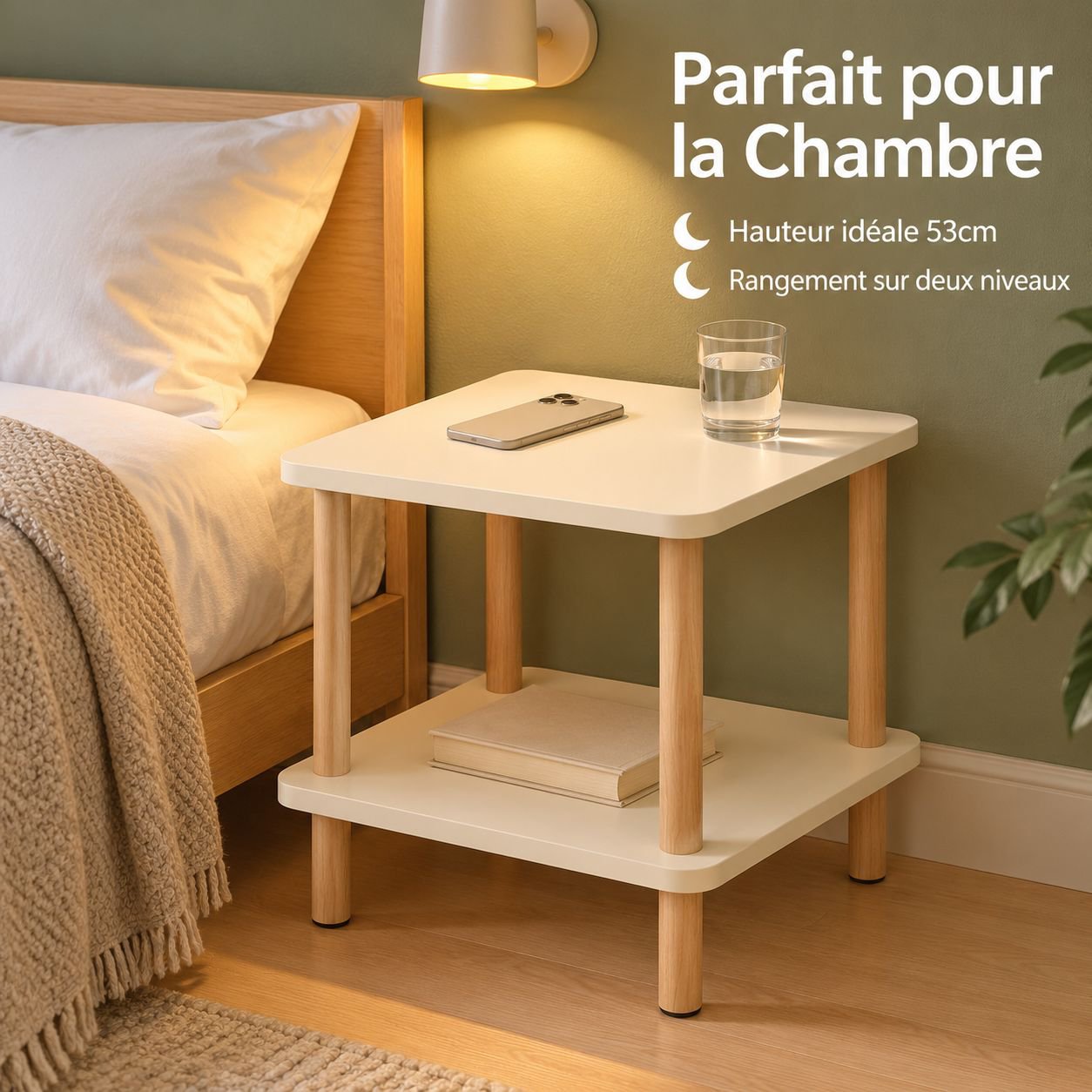 Petite Table d'Appoint Bout de Canapé Table Basse et Chevet pour Salon Chambre
