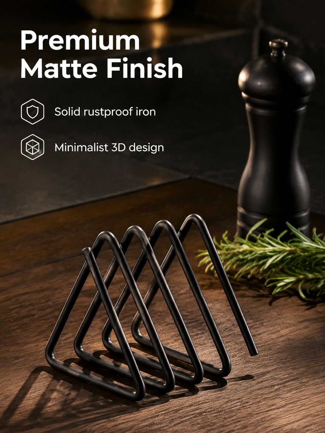 Kitchen counter cutting board holder with sturdy iron construction
